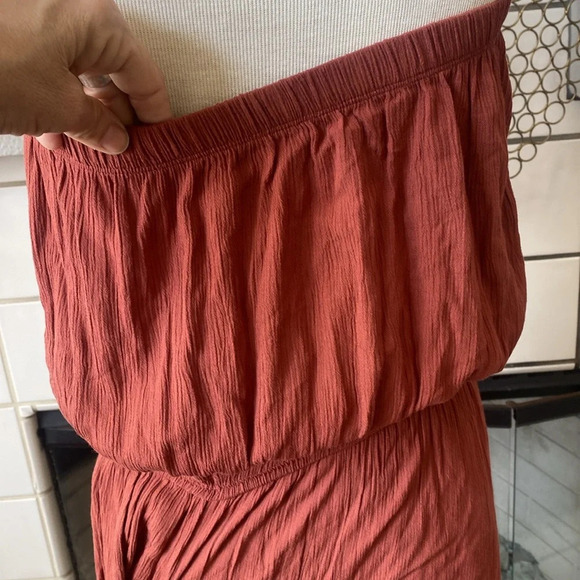 Becca by Rebecca Virtue Ponza Crinkled Rayon Jumpsuit CoverUp Bronze size large - Picture 9 of 12